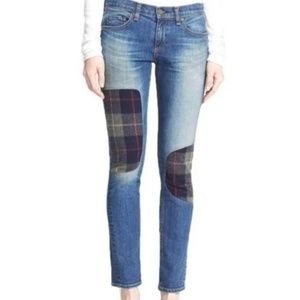 Rag & Bone The Dre' Boyfriend jeans with plaid patch inset size 26